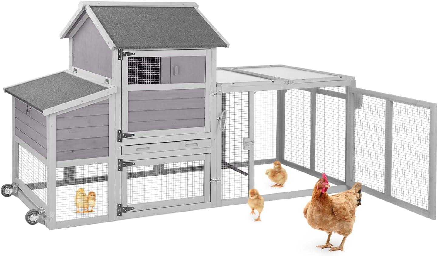 AIR72 Mobile Chicken Tractor Gray 80.7"L x 25.8"W x 44.1"H