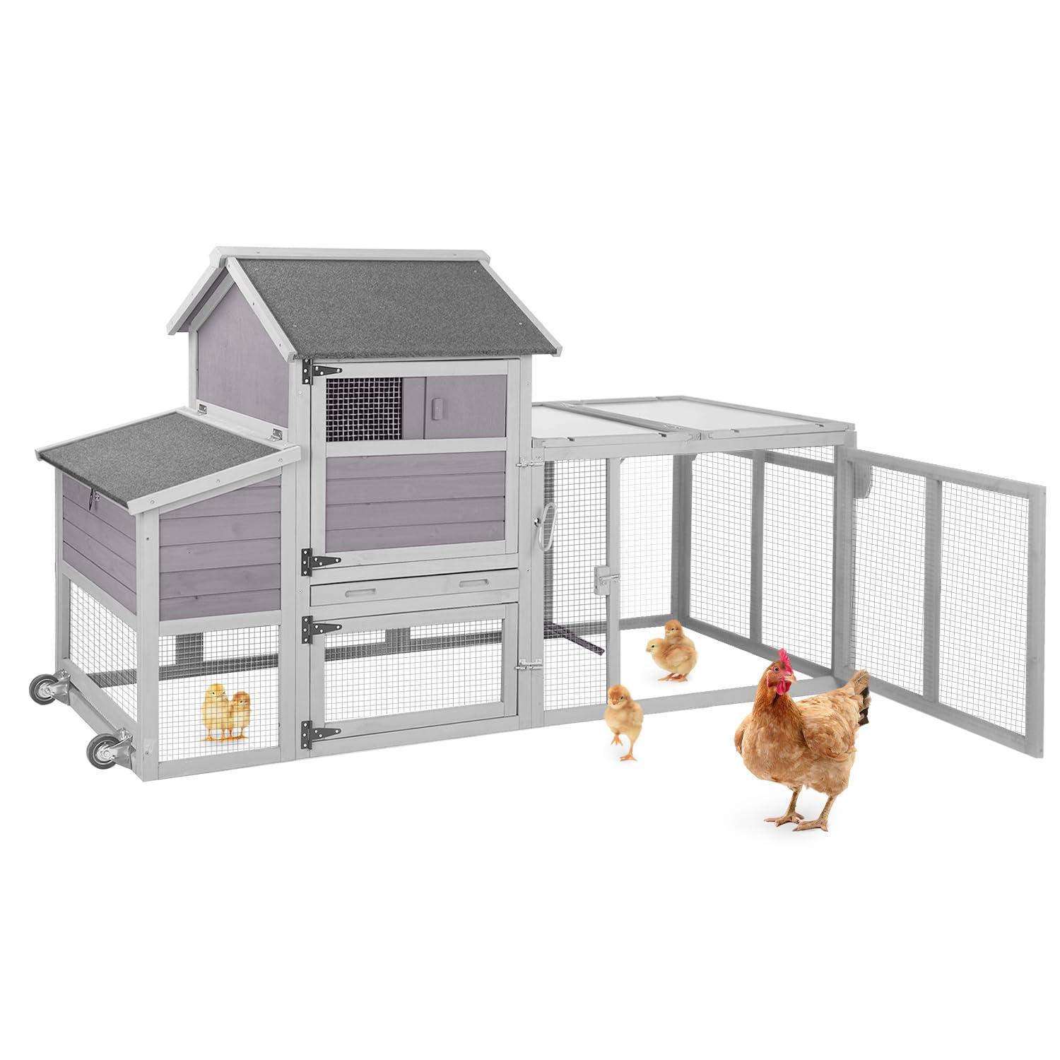 AIR72 Mobile Chicken Tractor Gray 80.7"L x 25.8"W x 44.1"H