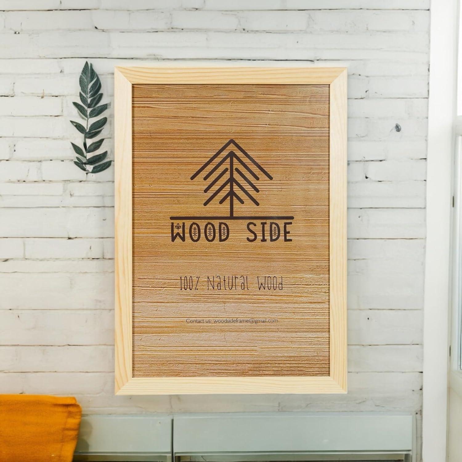 Rustic Wooden Poster Picture Frame 24x36 Natural Solid Eco Distressed Wood for Wall Mounting Barnwood Photo Frame