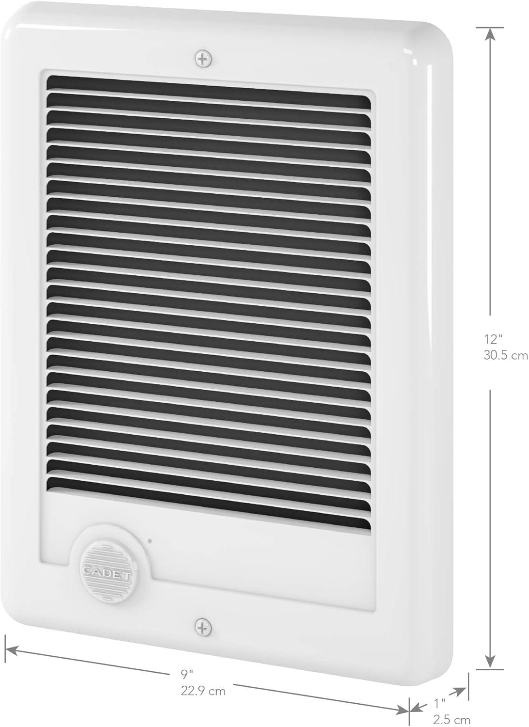 White 1500W Electric Wall Heater with Thermostat and Automatic Shut-off