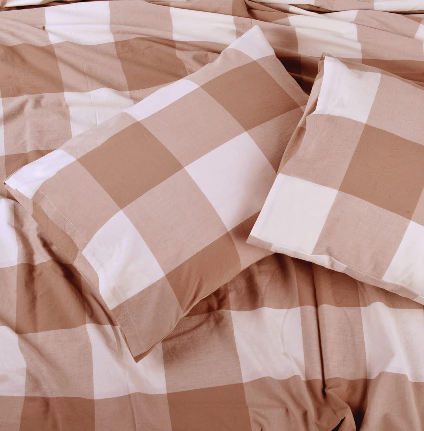 Home Soft Things Gingham Flannel Plaid Duvet Cover Set
