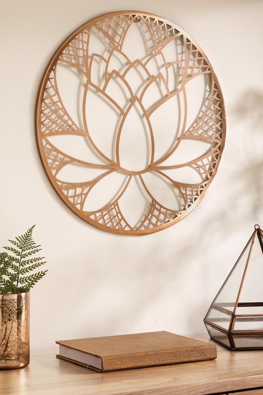 Copper Lotus Blossom 16'' Laser Cut Metal Wall Art