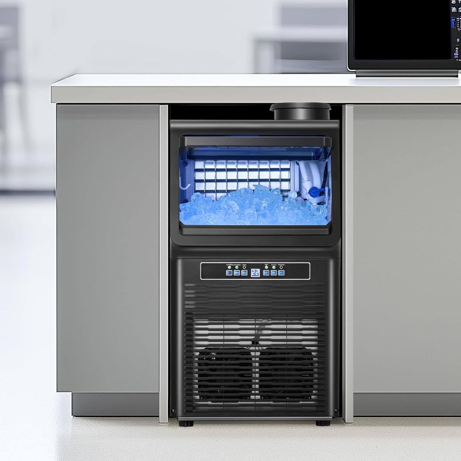 VEVOR Commercial Ice Maker Machine with 2 Water Inlets, 70lbs/24H Ice Maker Machine with 12lbs Storage Capacity, 36 Ice Cubes in 15 Minutes, LED Digital Display Self-Cleaning for Bar Office Restaurant