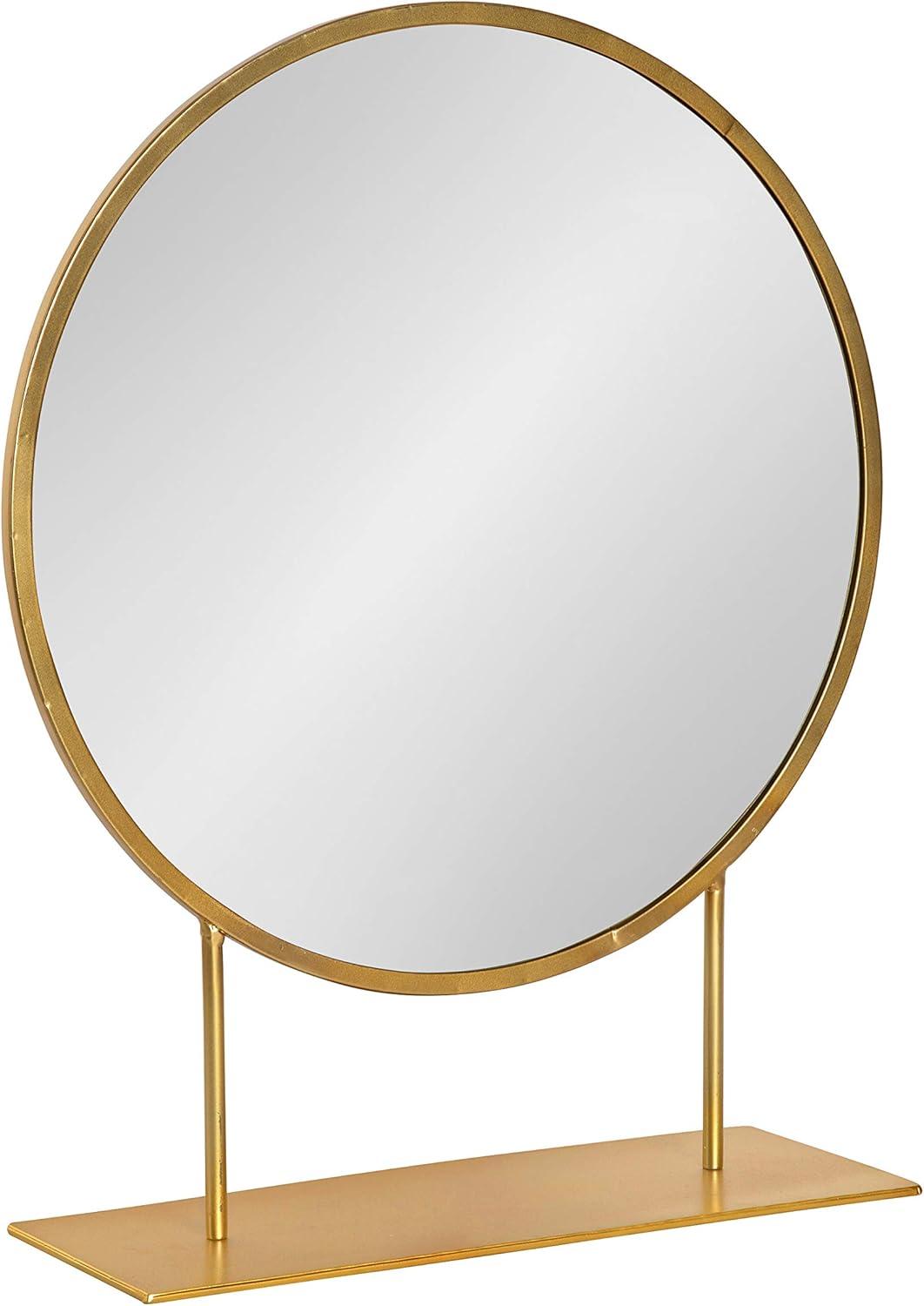 18" x 22" Rouen Round Wall Mirror Gold - Kate & Laurel All Things Decor: Freestanding, Metal Frame, Modern Decor