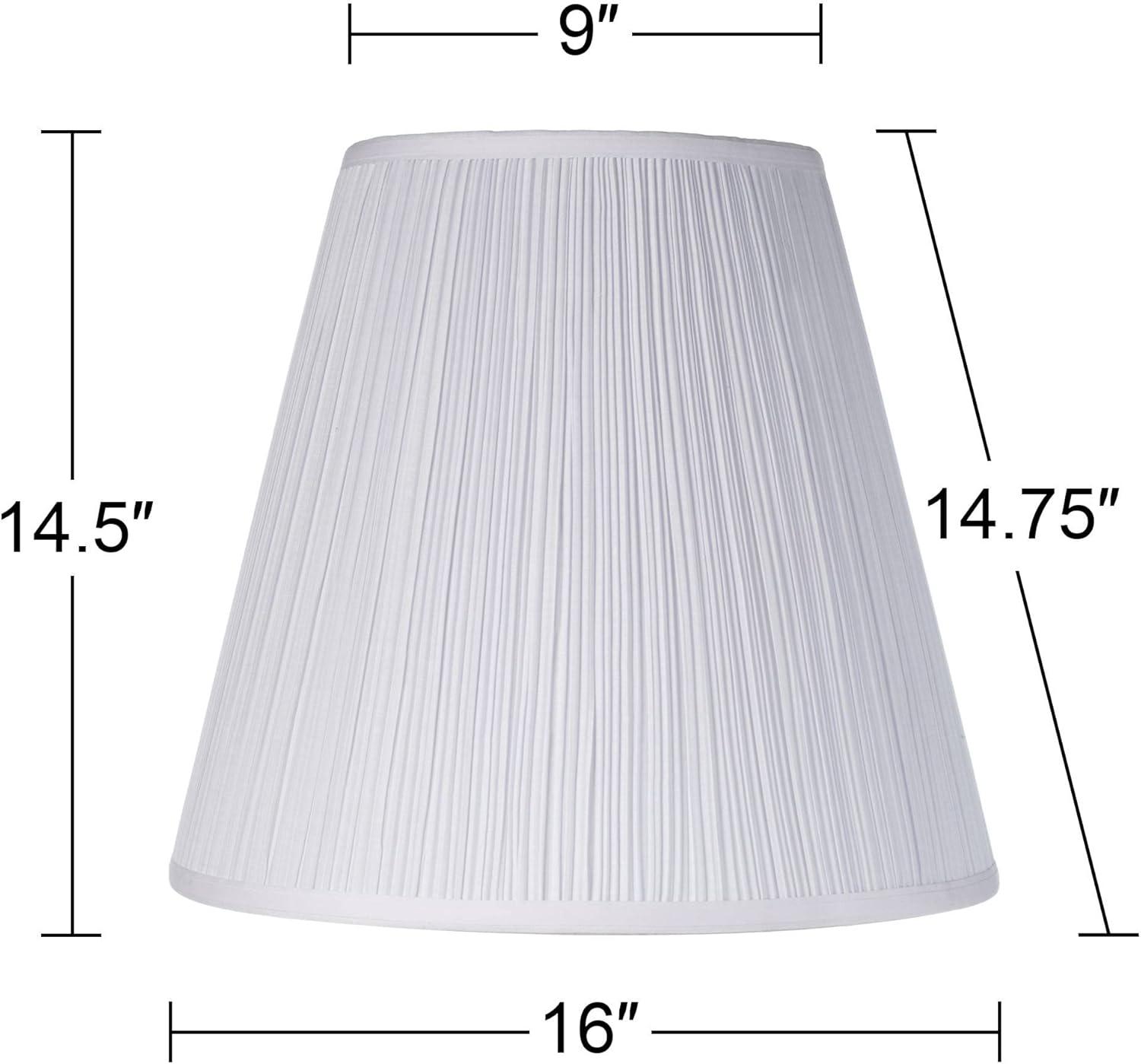 Springcrest 9" Top x 16" Bottom x 14 1/2" High x 14 3/4" Slant Lamp Shade Replacement Set of 2 Medium White Mushroom Pleated Spider Harp Finial