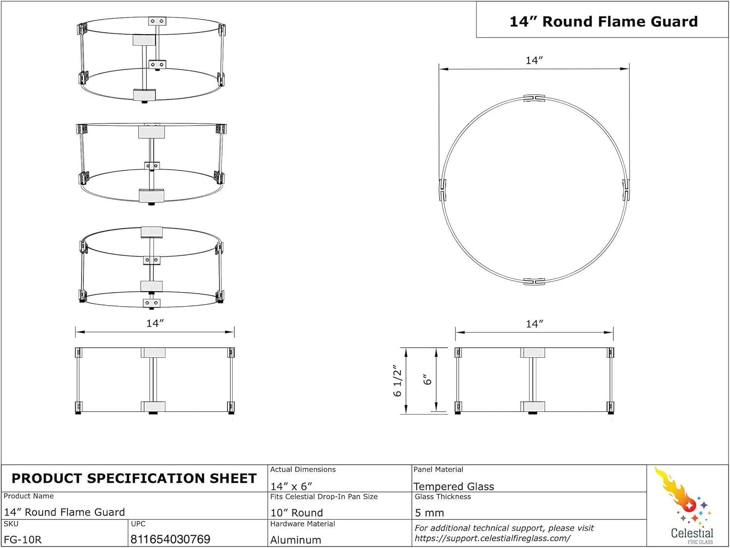 Celestial Fire Glass Rectangle Fire Pit Wind Guard