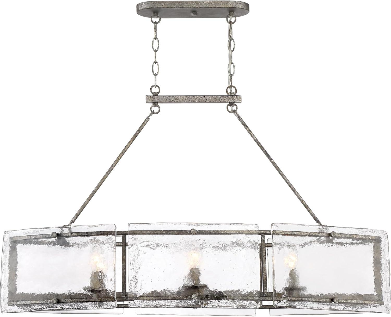 Quoizel Lighting Fortress 6 - Light Island Pendant Light in  Mottled Silver