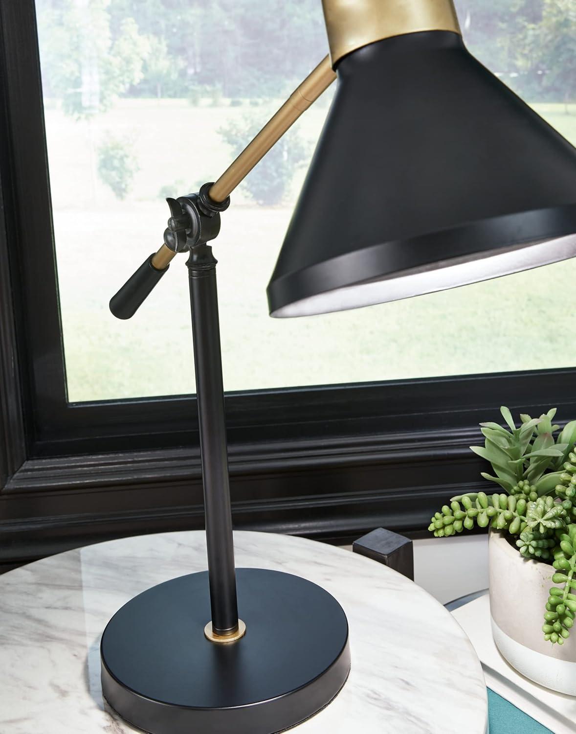 Garville Metal Table Lamp Black/Gold - Signature Design by Ashley: Adjustable, UL Listed, Modern Decor