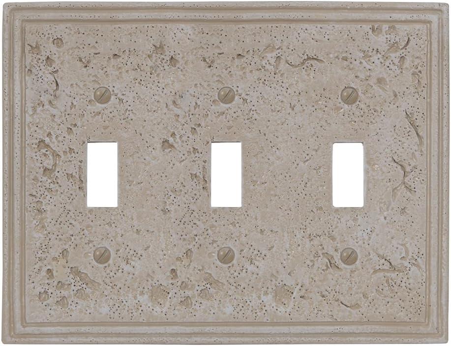 Almond Faux Stone Triple Toggle Resin Wallplate