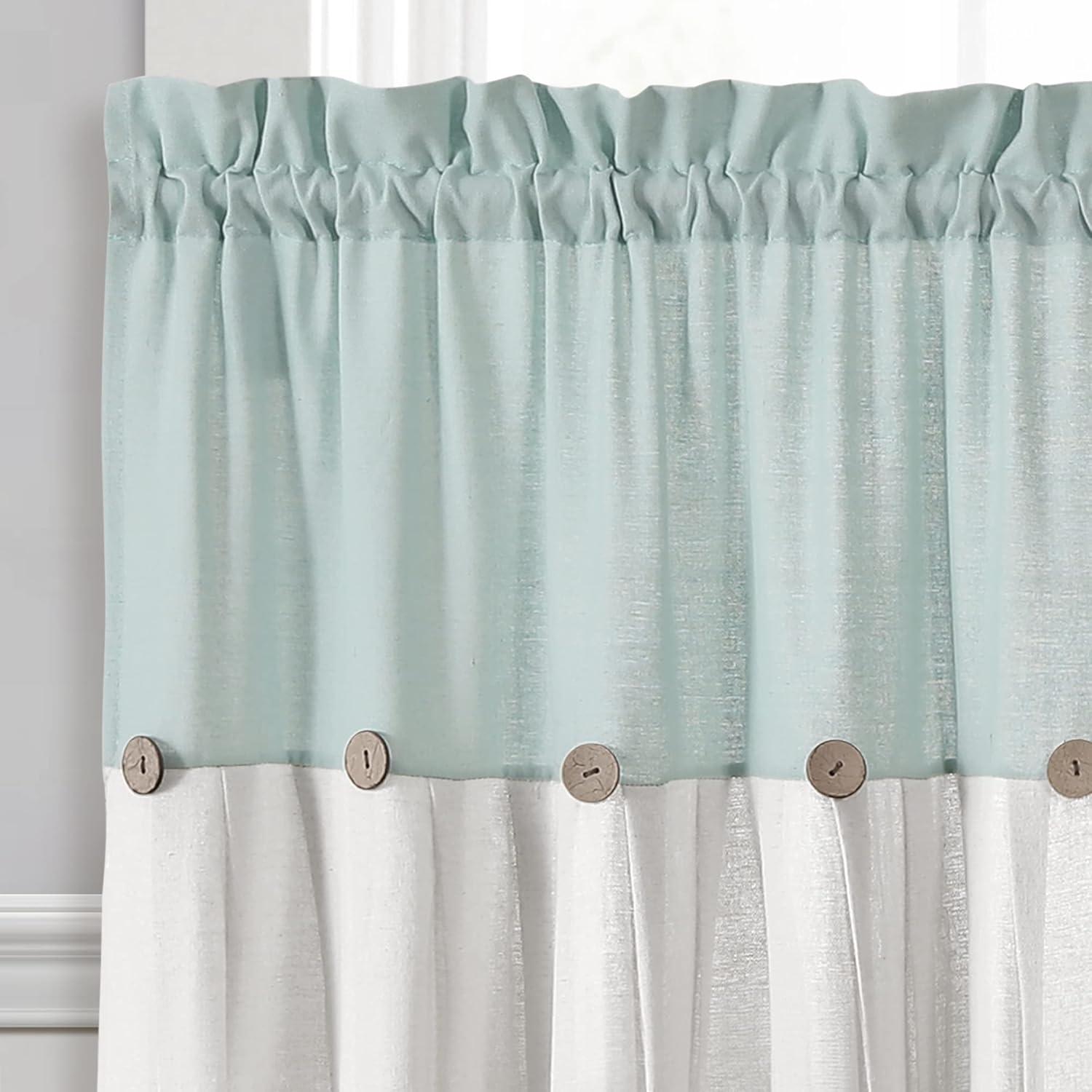 Lush Decor Linen Button Cotton Blend Tailored 29'' W Cafe Curtain (Set of 2)