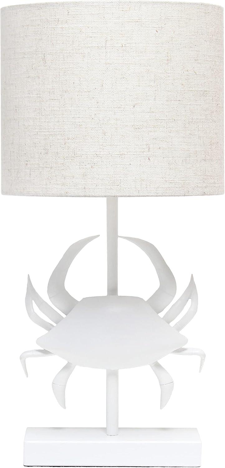 Simple Designs 18.25" Shoreside Tall Coastal Pinching Crab Shaped Bedside Table Desk Lamp White: Nautical Decor, ETL Listed