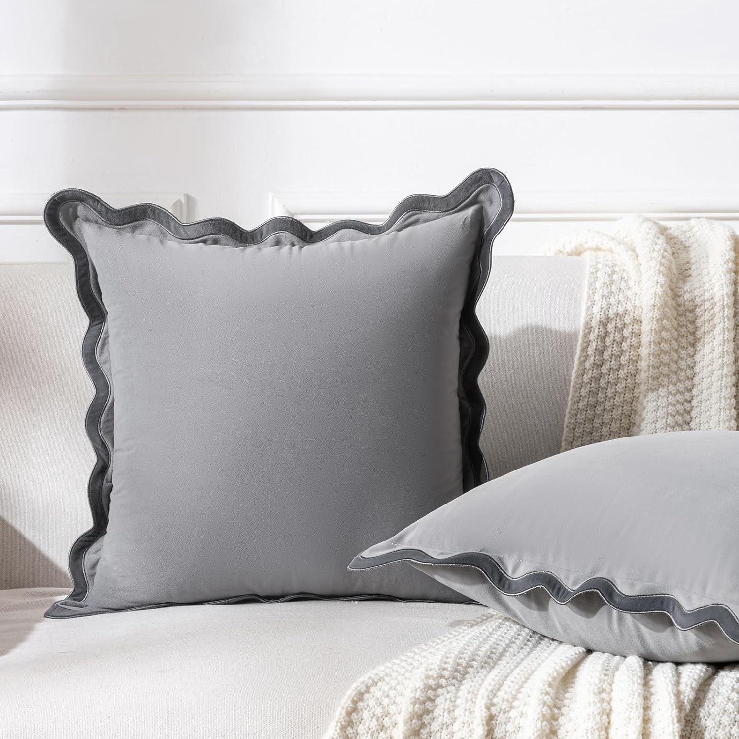 Fancy Homi 2 Packs Boho Decorative Throw Pillow Covers 18x18 Inch for Living Room Couch Bed Sofa, Rustic Modern Farmhouse Home Decor, Soft Corduroy Cream Square Cushion Case 45x45 cm