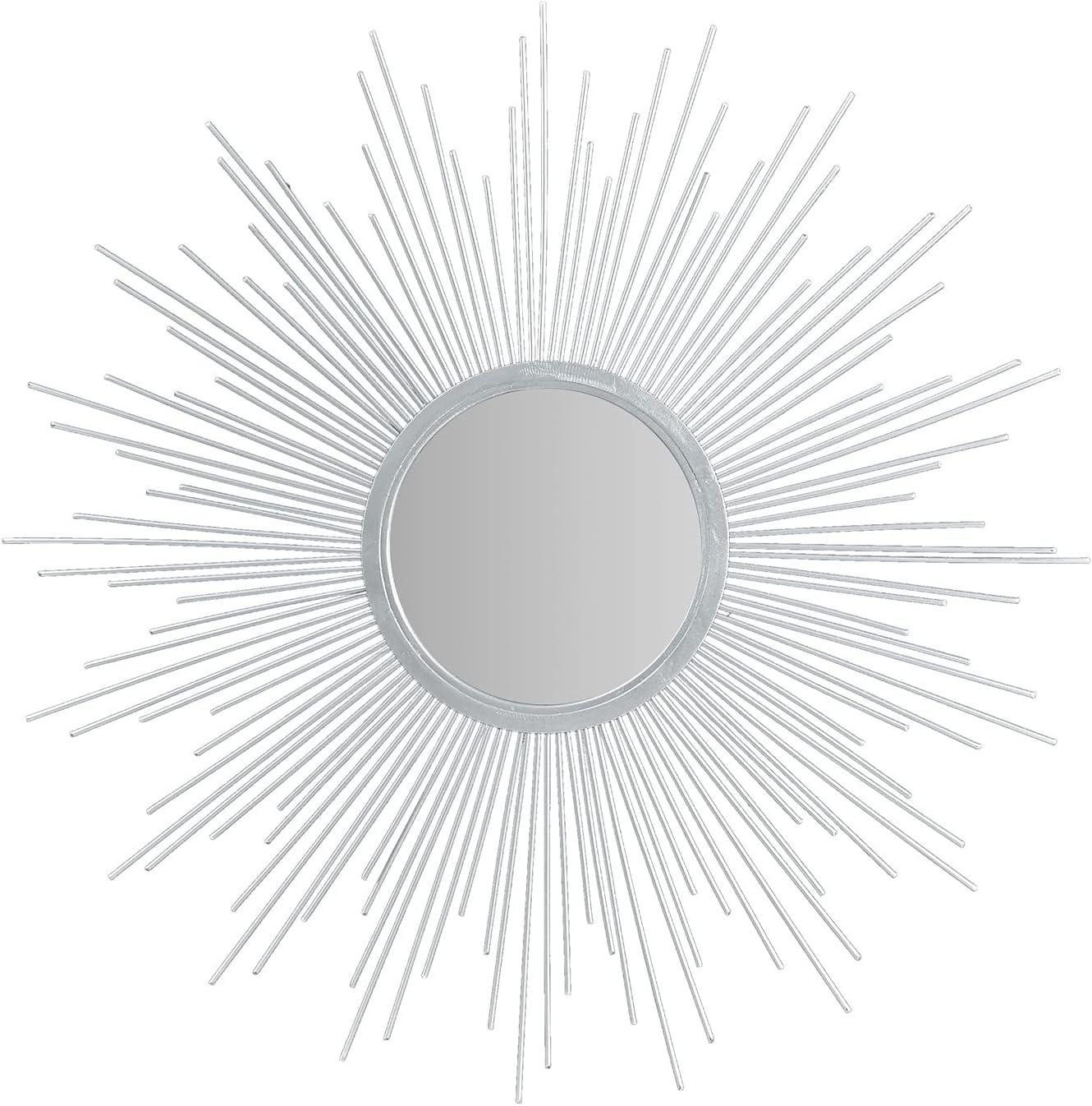 29.5" Round Dia Fiore Sunburst Decorative Wall Mirror Silver - Madison Park: Chic Luxe Metallic Flair