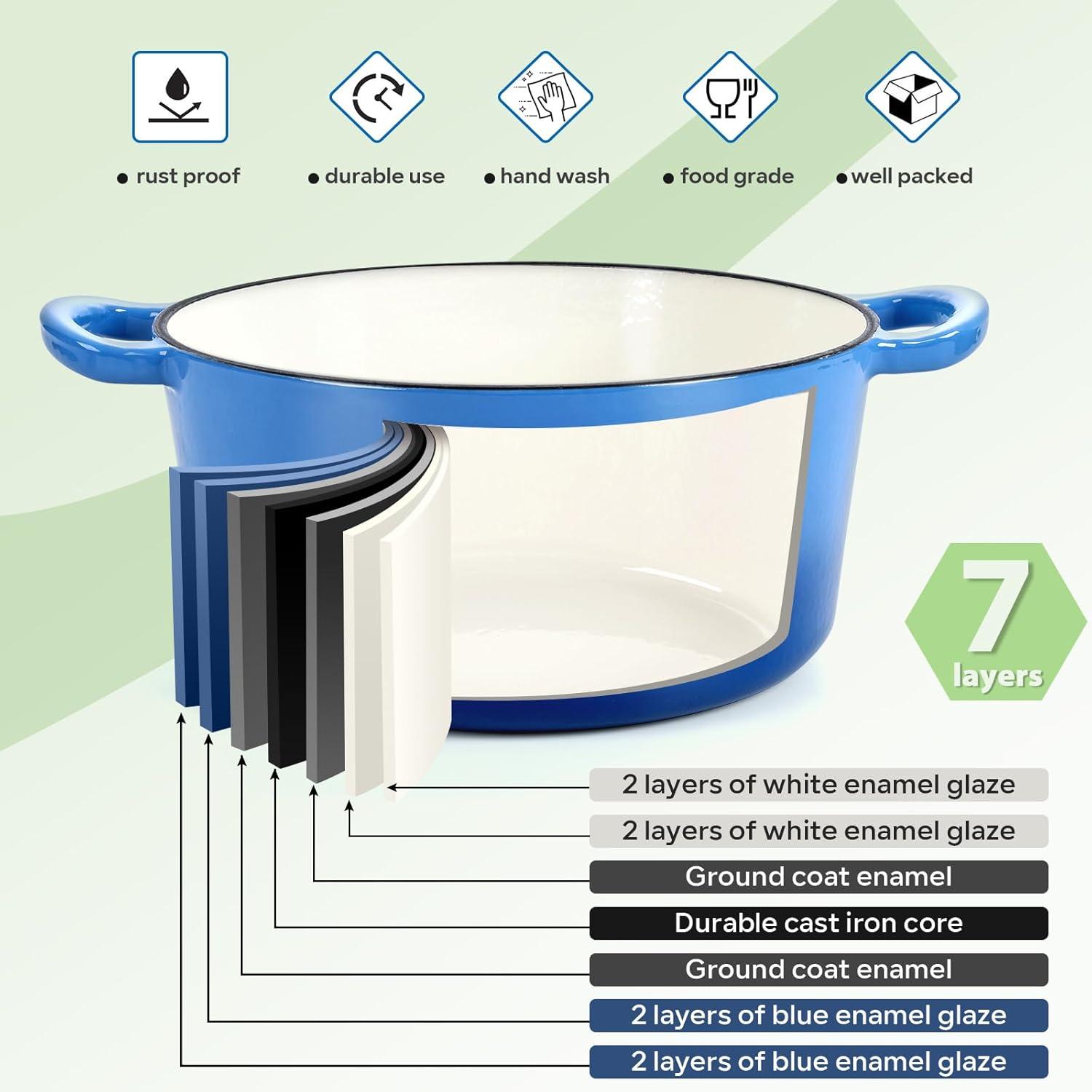 SPECIALTY FLOORING INC Dutch Oven,Enameled Cast Iron Dutch Oven Cooking Pot With Lid & Dual Handles, For Bread Baking Braising Stewing, Heavy Duty & Non Stick, Oven & All Stovetops Safe