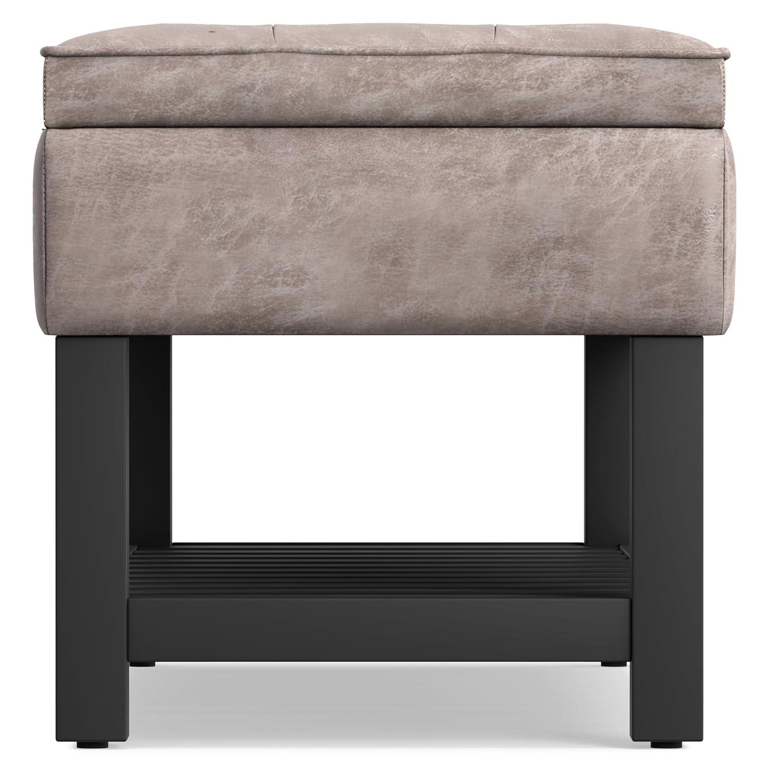 Simpli Home Cosmopolitan 44"W Transitional Tufted Storage Ottoman Bench with Lift Top