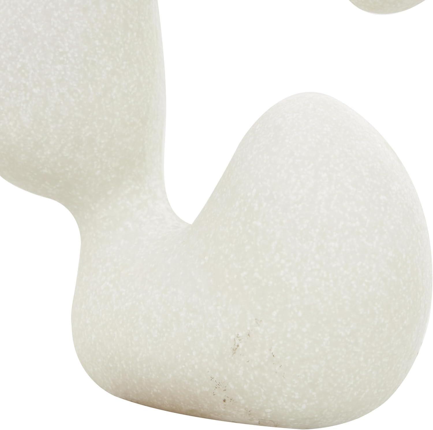 White Polystone Abstract Asymmetrical Decorative Sculpture