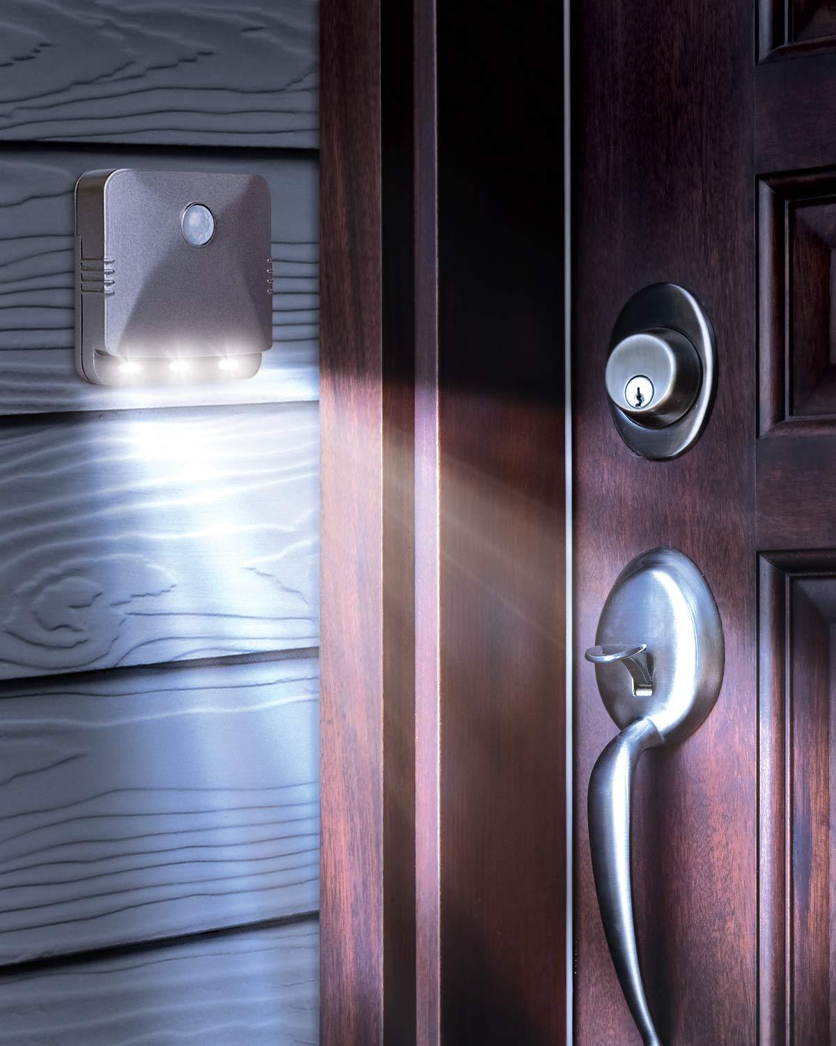 Gray Plastic Motion Sensing LED Stair Lights, 3-Pack