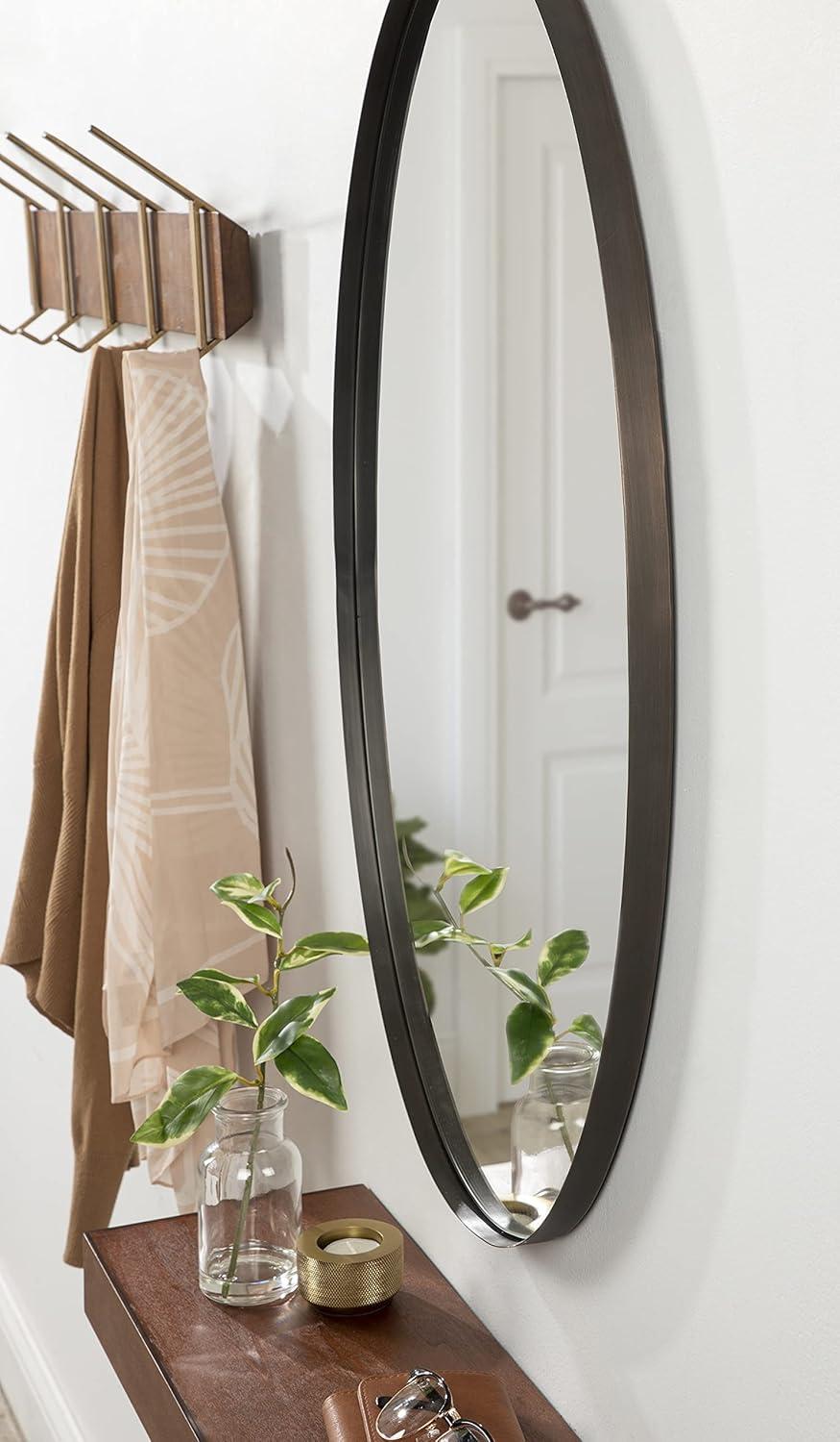 Kate and Laurel Rollo Oval Framed Wall Mirror, Bronze 20x30