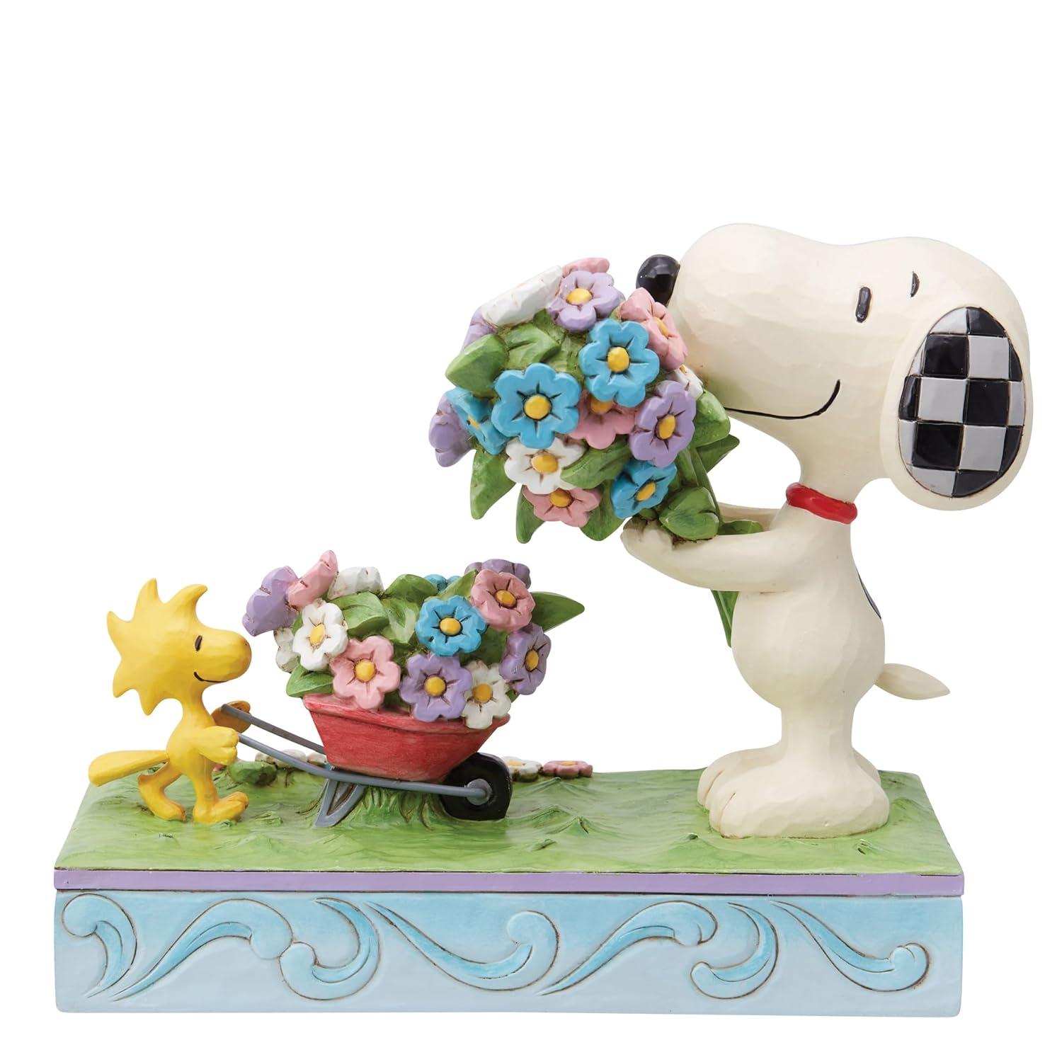 Jim Shore Fresh Picked Blooms - One Figurine 6 Inch, Polyresin - Snoopy Woodstock Flowers 6014344