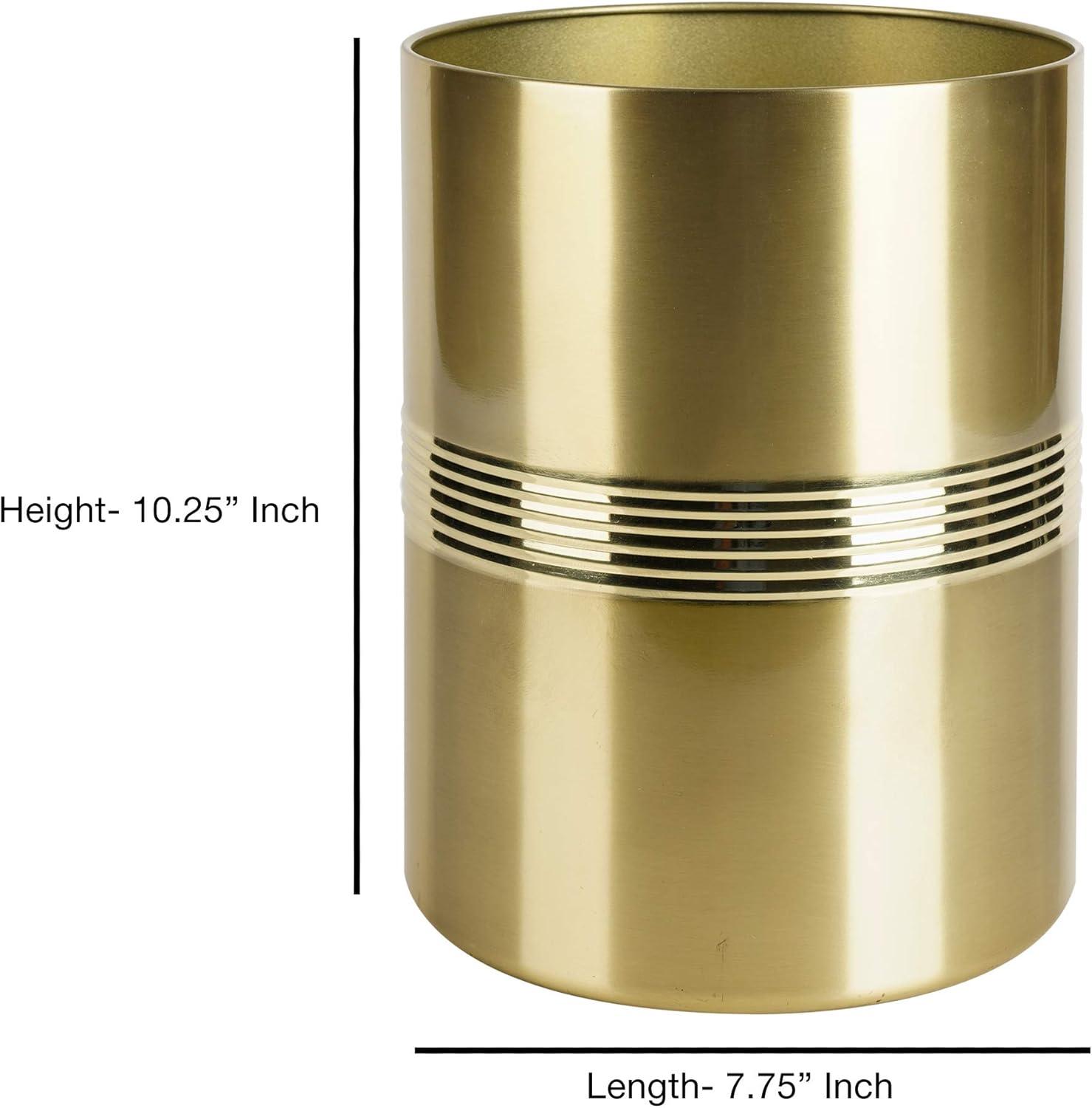 Decorative Bathroom Wastebasket - Nu Steel: Stainless Steel, 11" High, 6L Capacity, Metallic Gold