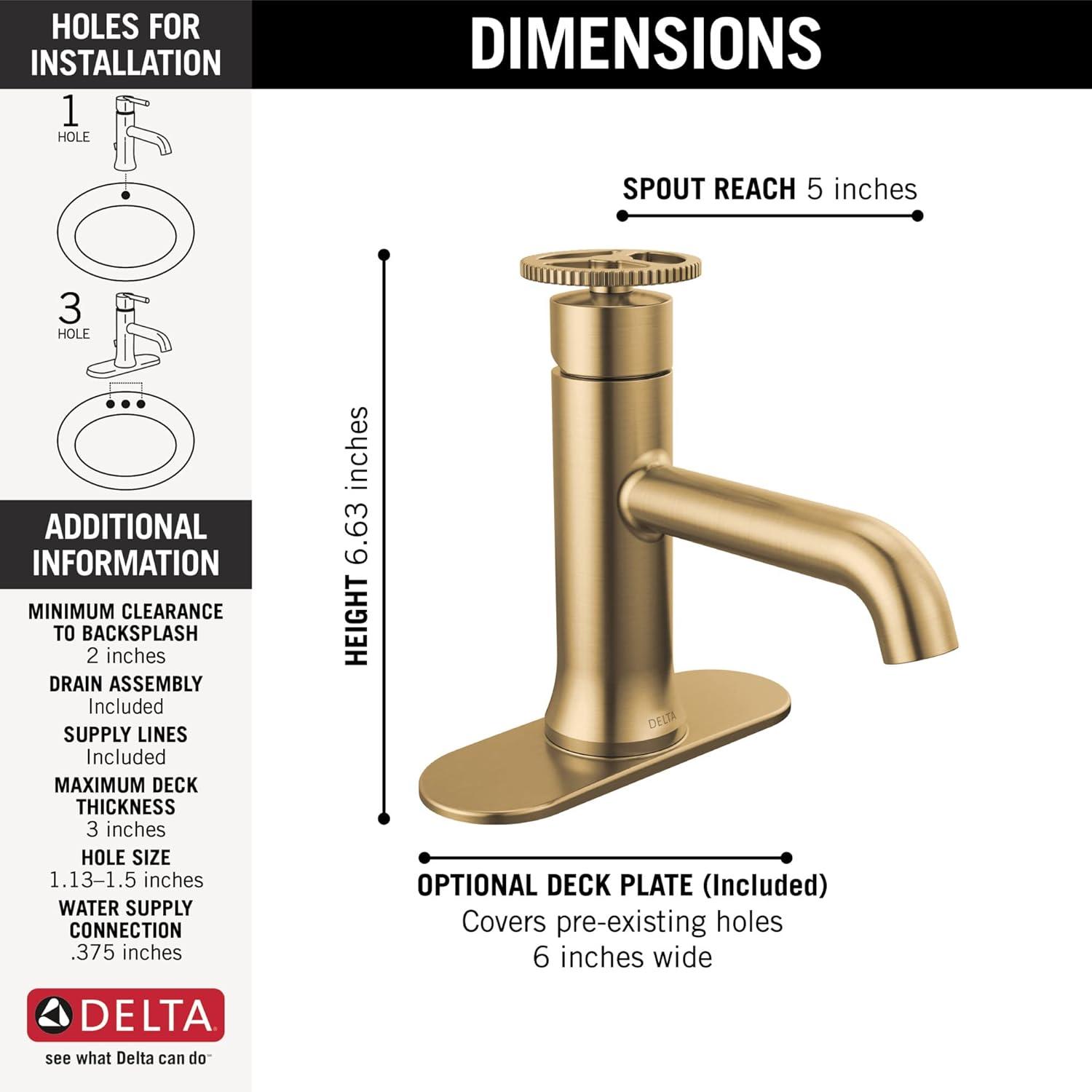 Trinsic Single Hole Bathroom Faucet with Wheel Handle, Single Handle Bathroom Sink Faucet