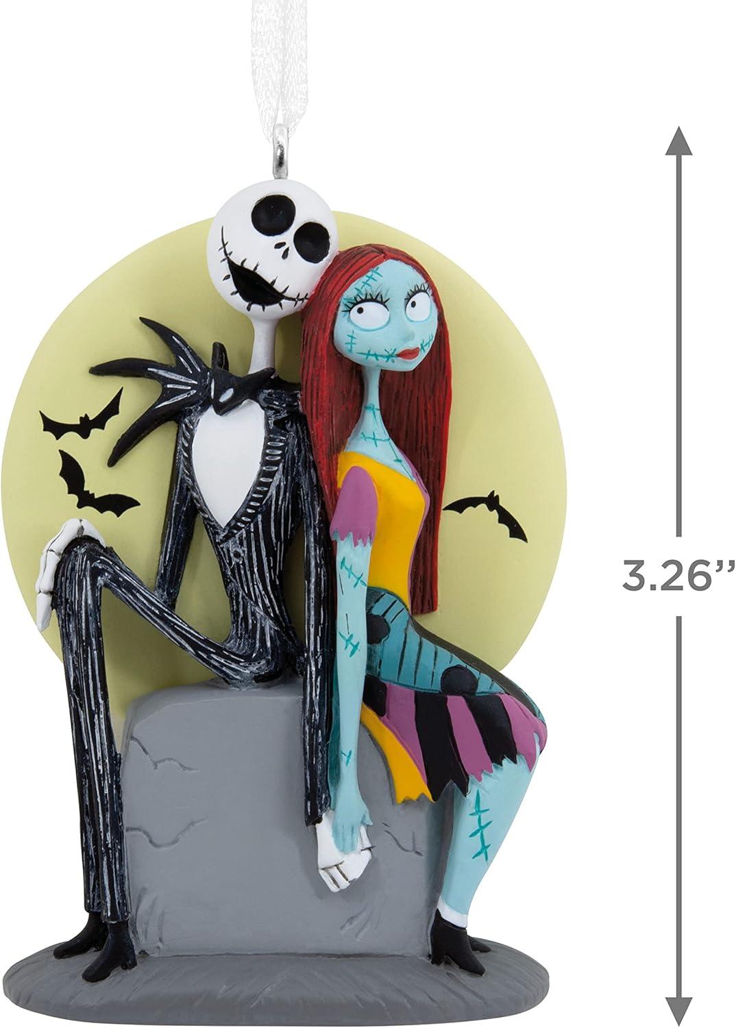 Jack and Sally on Tombstone Resin Christmas Ornament