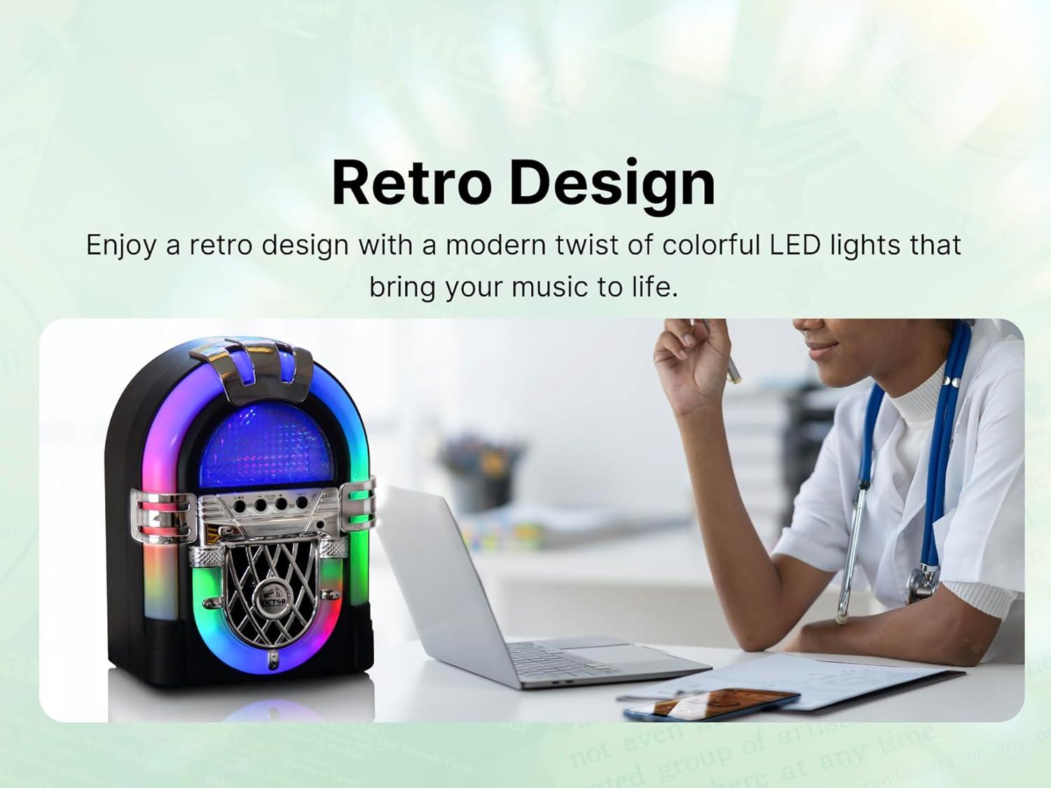 Sakar Victor Mini Bluetooth Jukebox with Multicolor LED Lighting