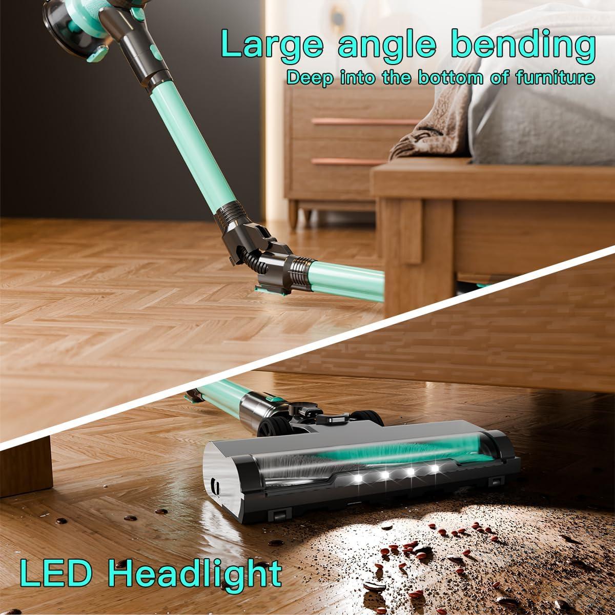 Blue and Black Cordless Vacuum Cleaner with LED Headlight