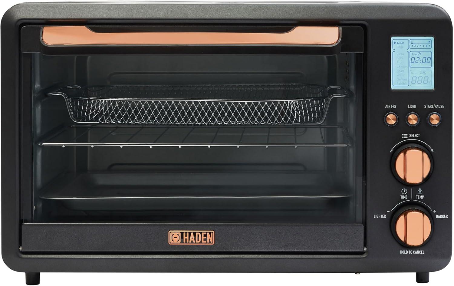 HADEN Haden Countertop 6 Slice Toaster Oven Air Fryer Combo for Kitchen, Black/Copper