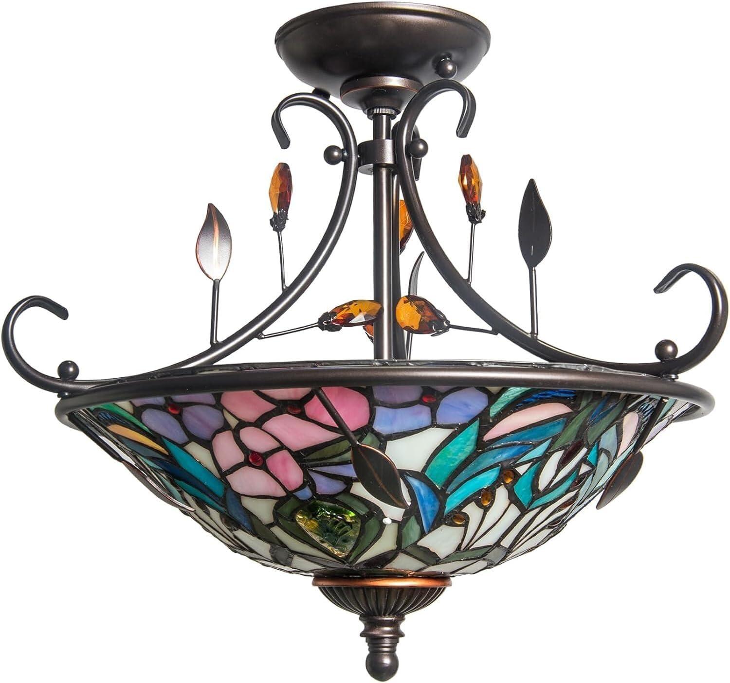 Dale Tiffany Peony Crystal Semi Flush Mount