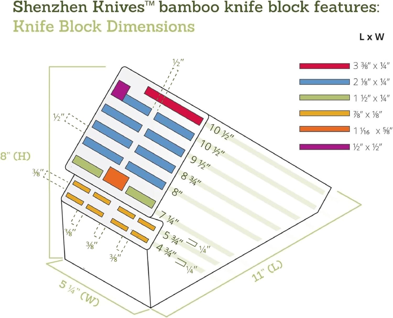 Large Bamboo 20-Slot Universal Knife Block Holder