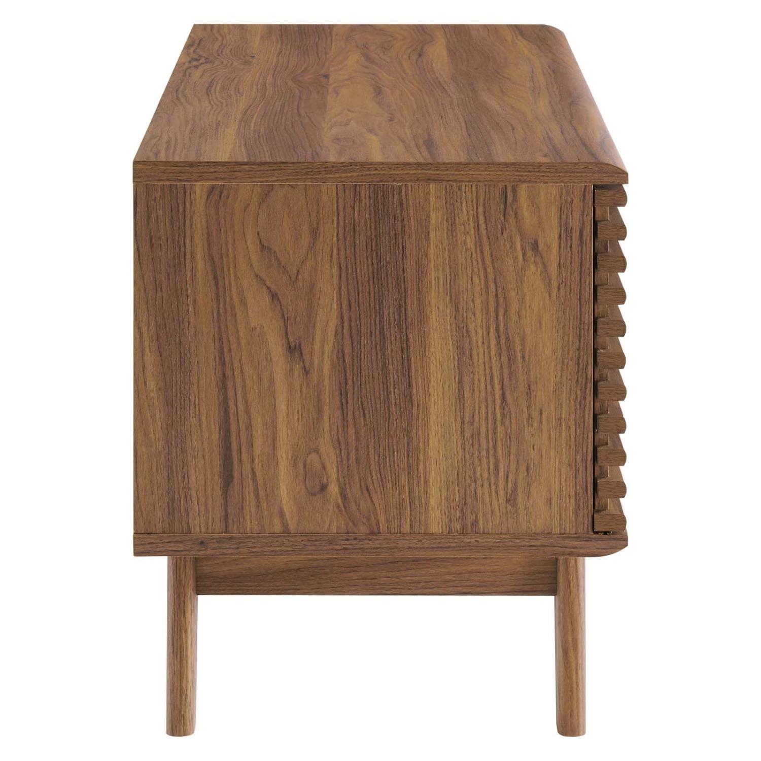 Modway Render Vinyl Record Display Stand – Mid-Century Modern LP Storage Organizer in Walnut for Albums and Turntable