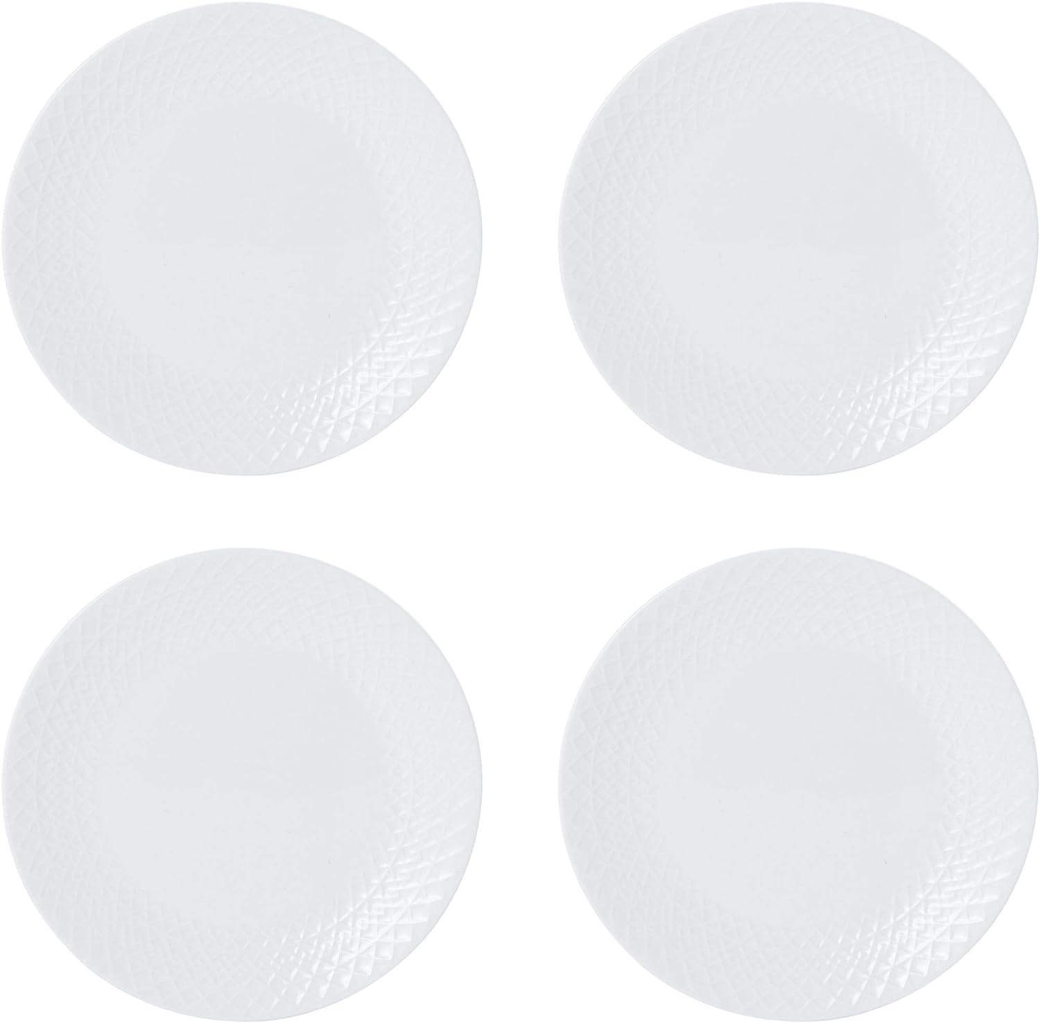 White Porcelain Round Dinnerware Set, Service for 4