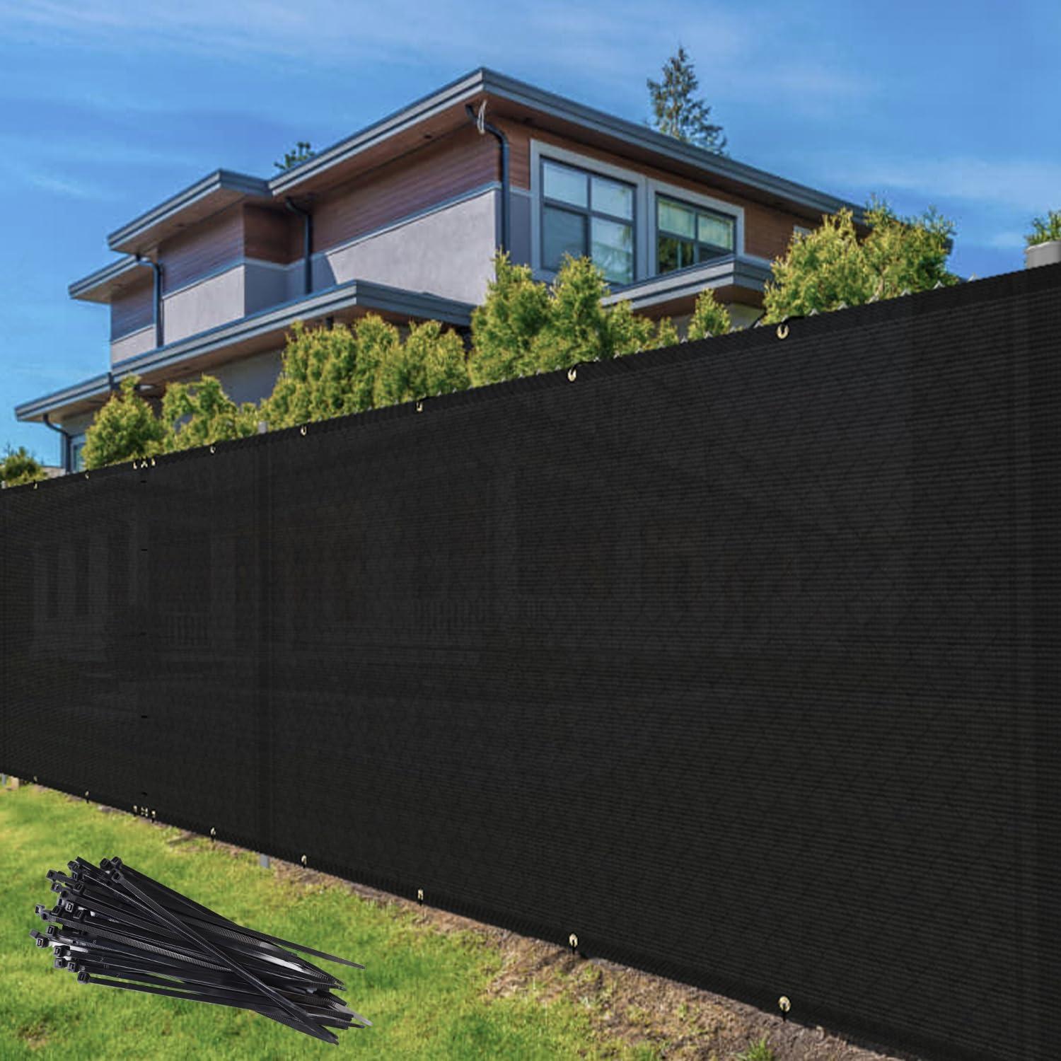 ShadeMart 6' x 12' Black Fence Privacy Screen Windscreen Cover Shade Fabric Cloth, 90% Visibility Blockage, with Grommets, Heavy Duty Commercial Grade, Zip Ties Included - (We Make Custom Size)