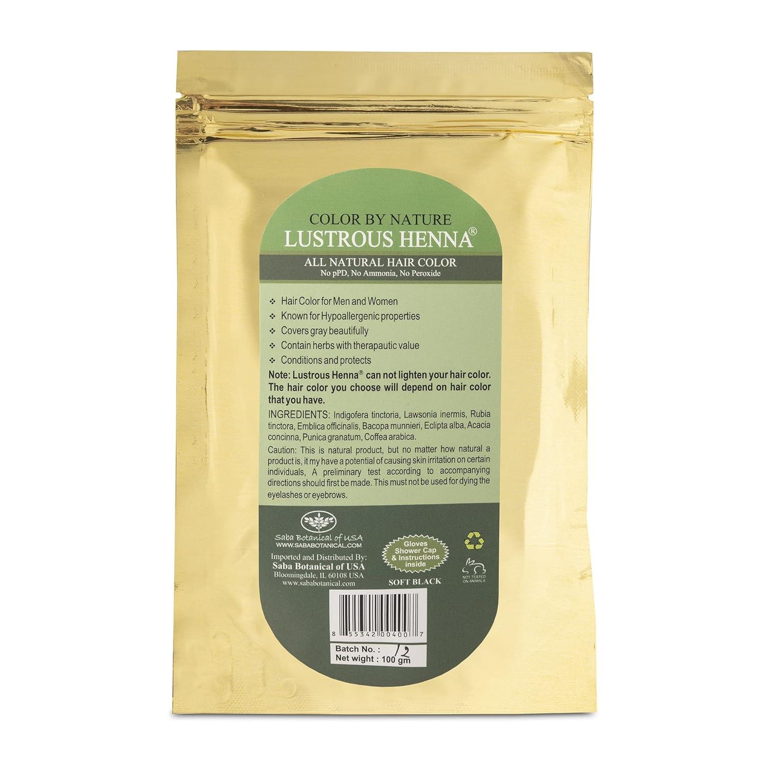 Soft Black Color by Nature Lustrous Henna  100 grams