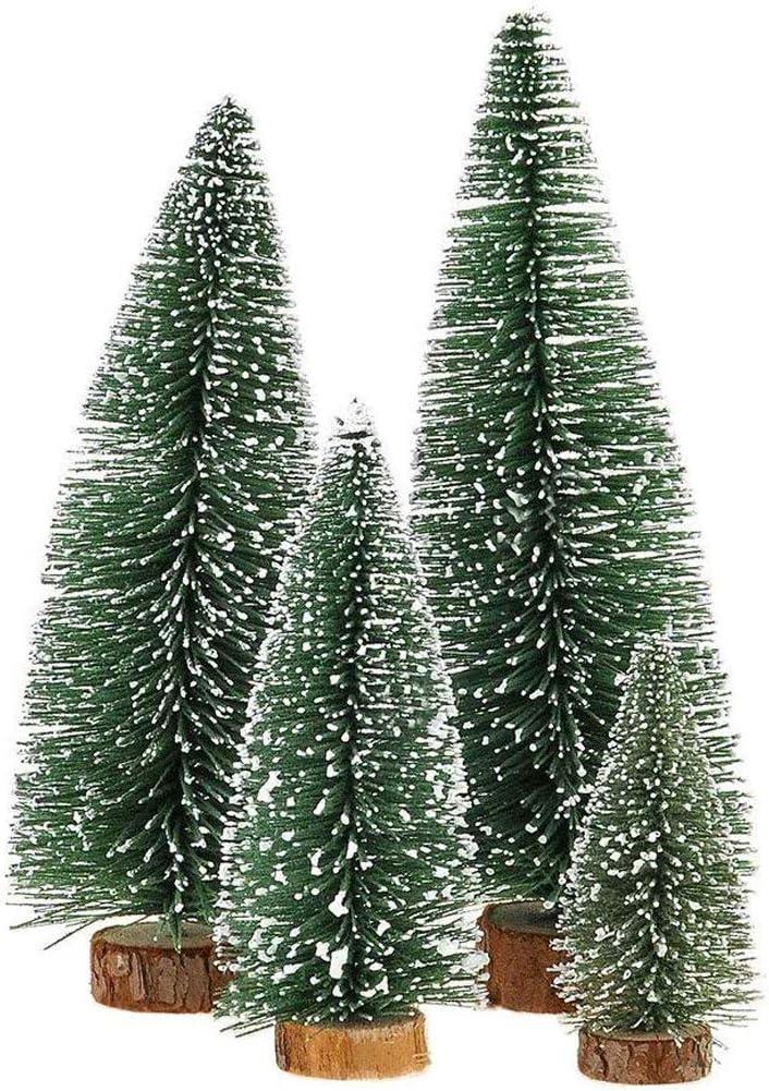 Mini Christmas Tree, Small Pine Tree with Wooden Bases for Xmas Holiday Party Home Tabletop Tree Decor (Green 4pcs)