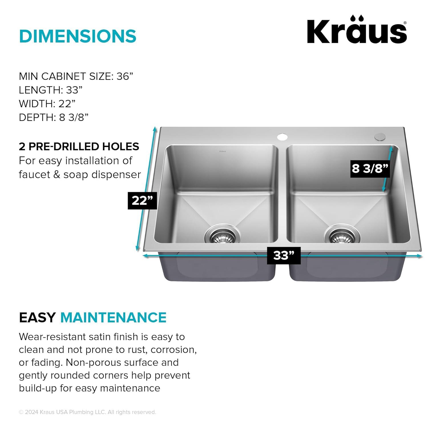 KRAUS Fairlane 18-Gauge Stainless Steel Kitchen Sink