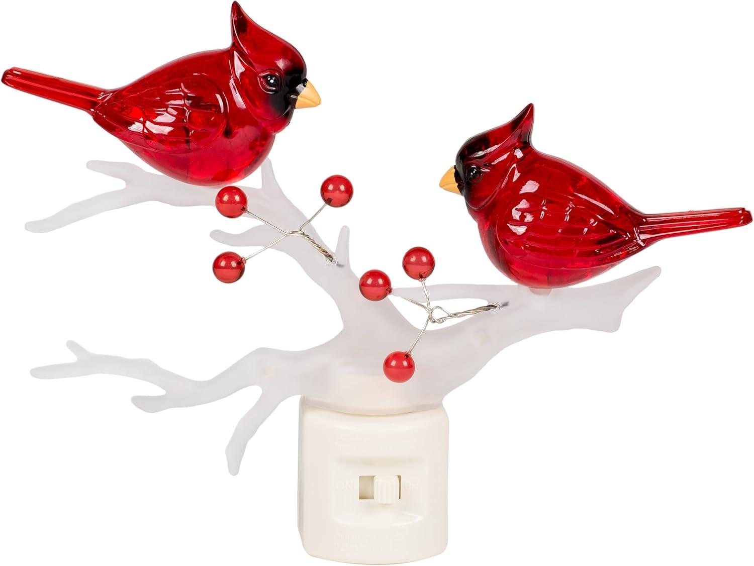 Red Cardinals on Frosted Branch LED Night Light