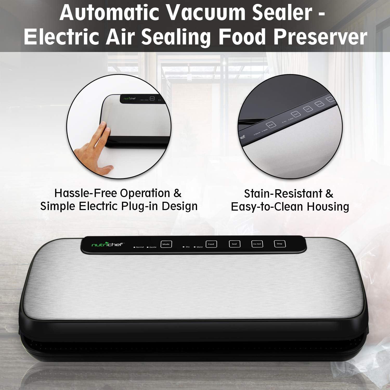 Automatic Vacuum Sealer for Food Storage with Stainless Steel Housing, Easy Operation, + Freshness Preservation
