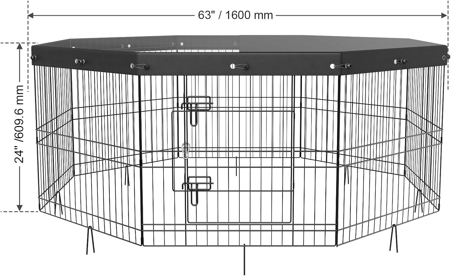 VEVOR 24" Foldable Metal Dog Playpen with Top Cover