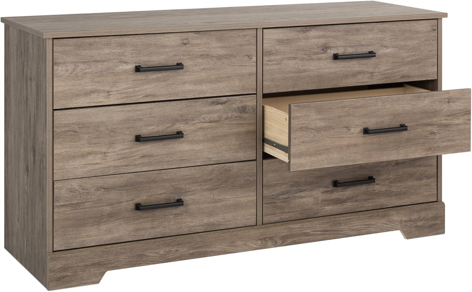 Prepac Rustic Ridge Farmhouse 6 Drawer Bedroom Dresser Brown