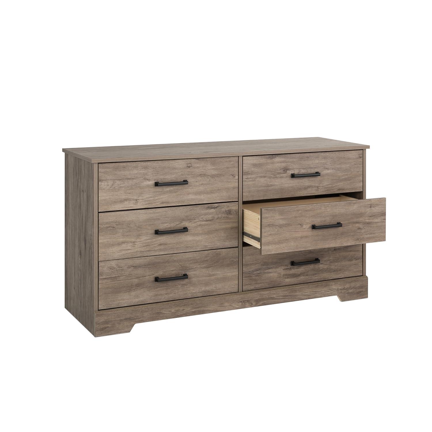 Prepac Rustic Ridge Farmhouse 6 Drawer Bedroom Dresser Brown