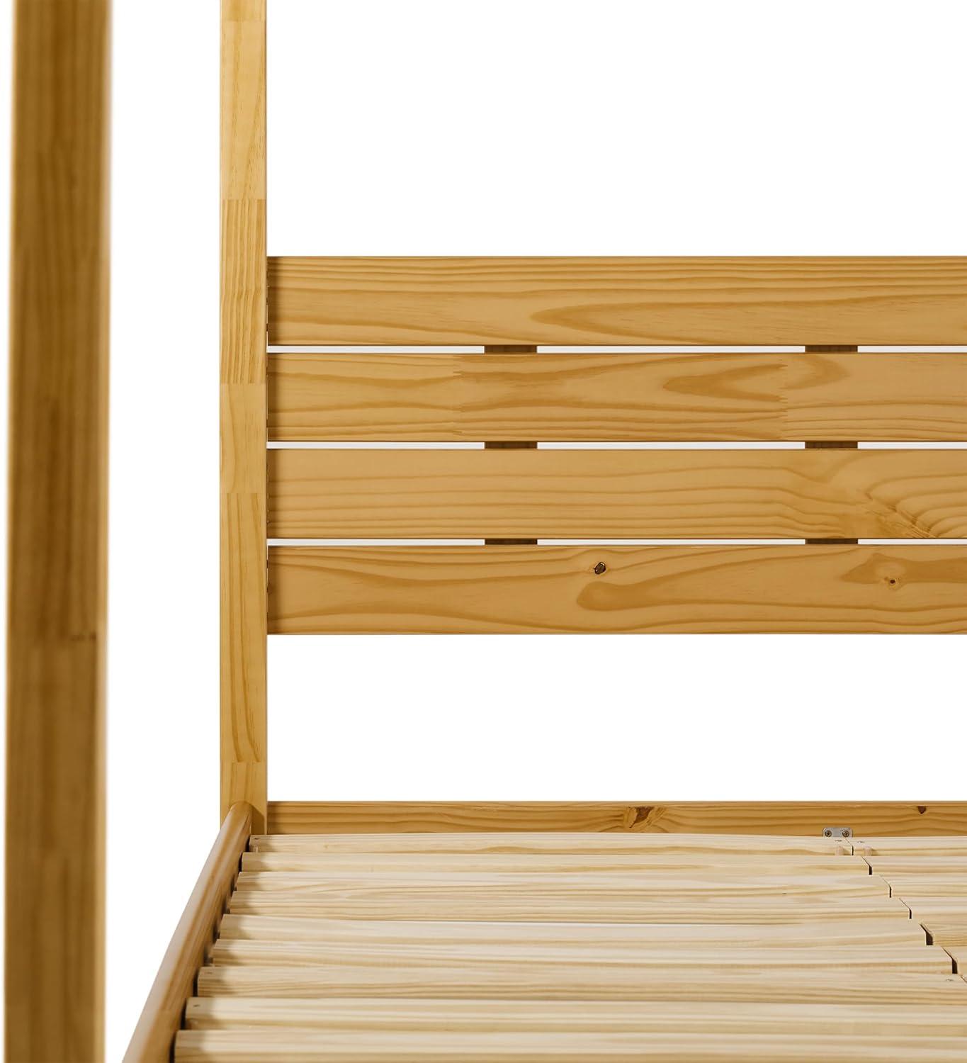 Walker Edison Minimalist Solid Wood Canopy Full Bed, Natural