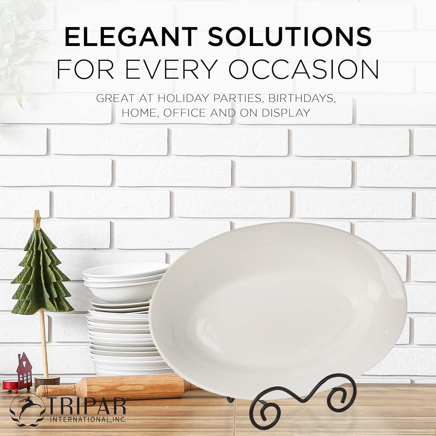 Bard's Wrought Iron Bowl or Deep Platter Stand, 9.375" H x 10.25" W x 7.625" D (For 12" - 16" Bowls or Deep Platters)