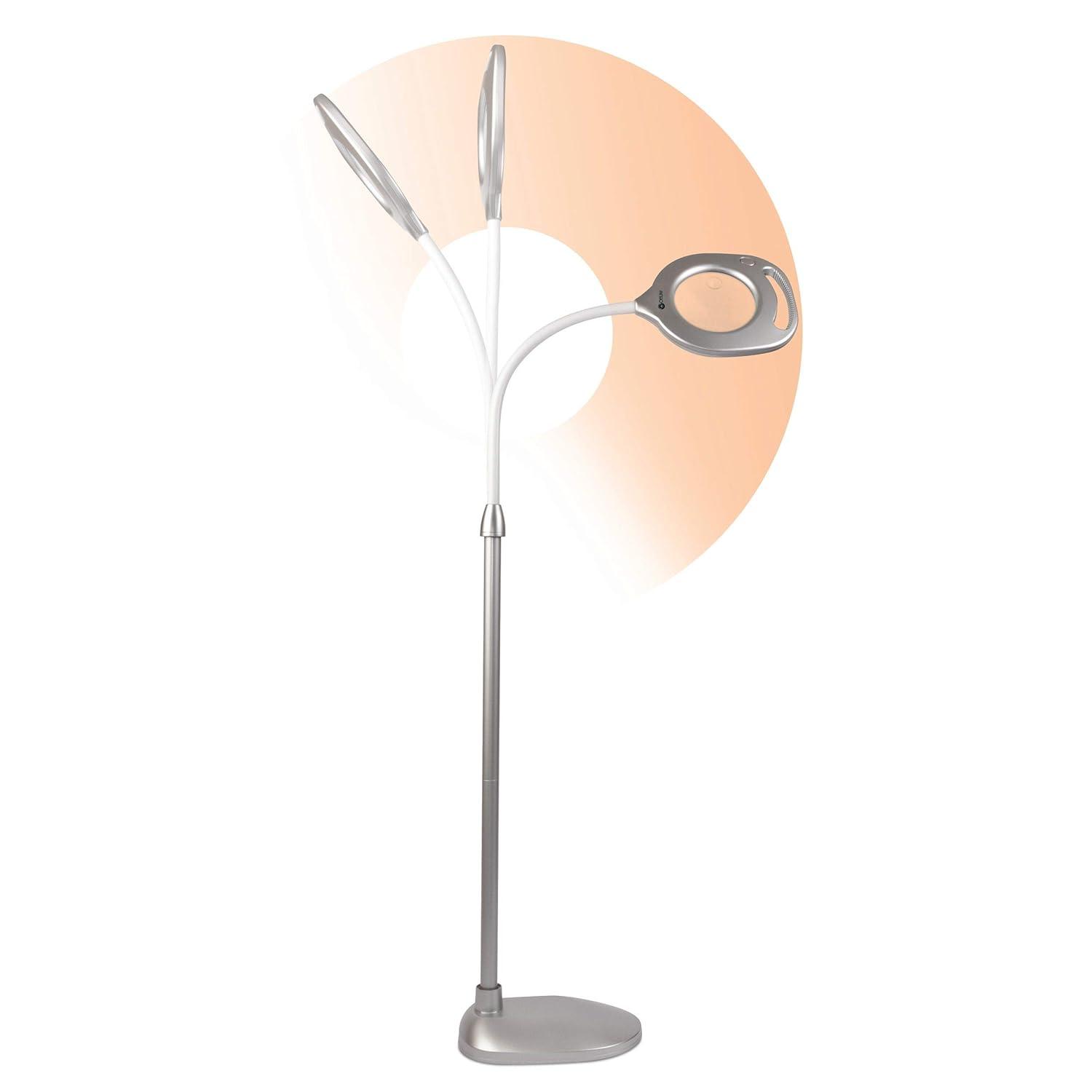 Ottlite 2-in-1 LED Magnifier Floor and Table Light, Silver