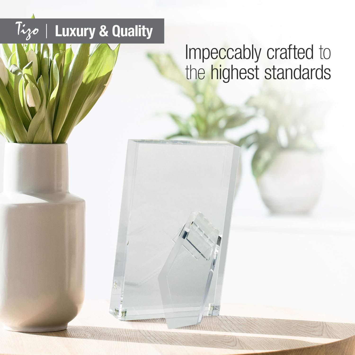 TIZO Design Vertical 4x6 Lucite Picture Frame, Durable 1 Inch Thick Clear Lucite Magnetic Closures, Elegant & Practical Boutique Quality Photo Frame (Multiple Colors Available) (With Gift Box)