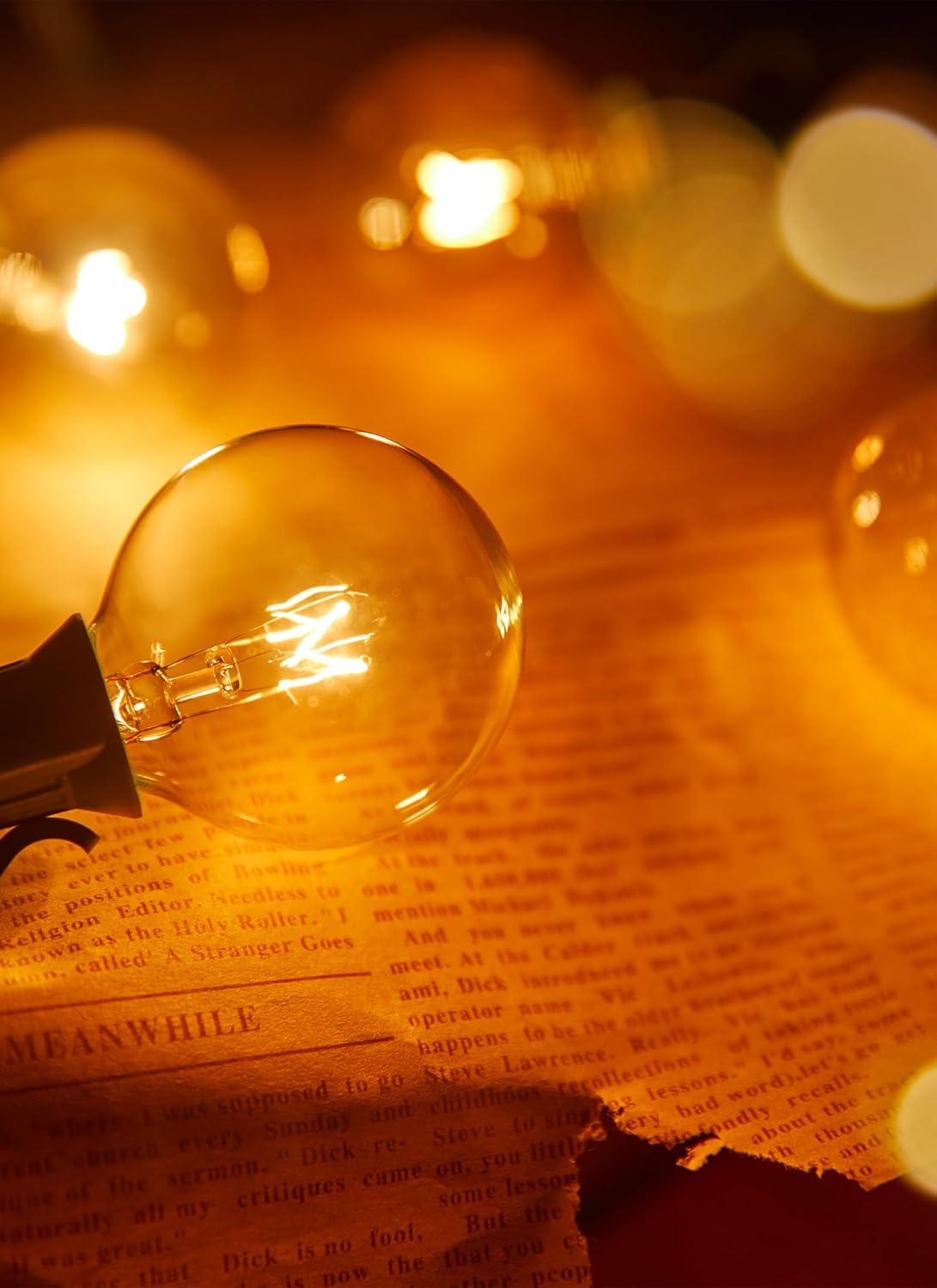 KY G40 Replacement LED Light Bulbs, 25 Pack Clear Globe Bulb fits E12 C7 Candelabra Screw Base Sockets, 1.5 Inch Dimmable Edison Light Bulbs for Indoor Outdoor Patio Decor, Warm White