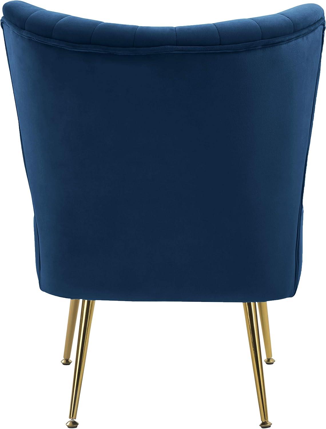 Navy Velvet Accent Chair with Gold Steel Legs