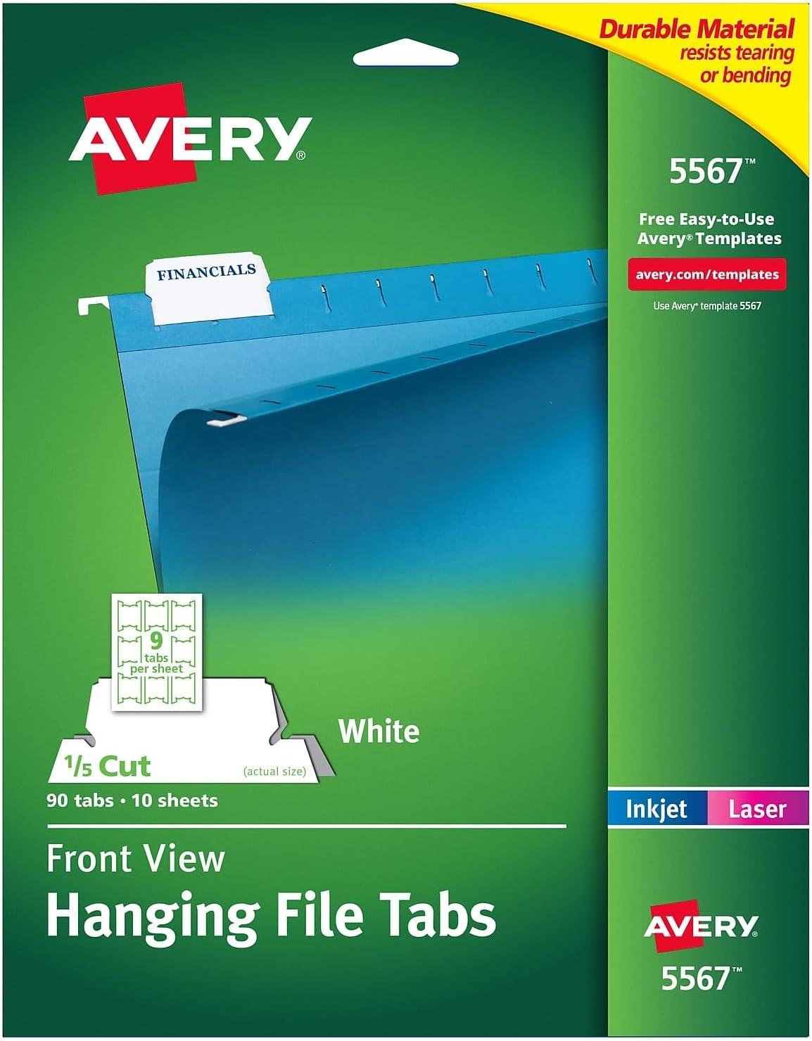 White Tear-Resistant Hanging File Tabs 90-Pack