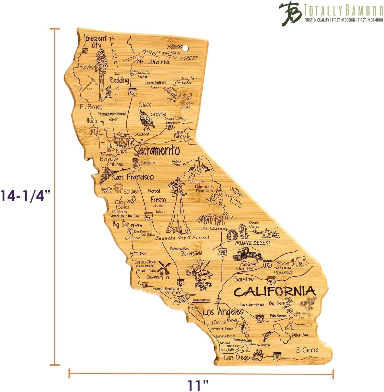 Totally Bamboo Destination California Cutting Board: State Grazing Board, Lightweight Bamboo, 14.25" x 11"